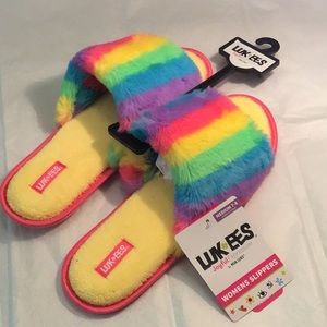 MUK LUKS Yellow & Purple Stripes Slipper - Women NWT